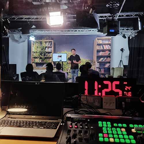 A photograph of a Live Streaming event at Concept Studios.